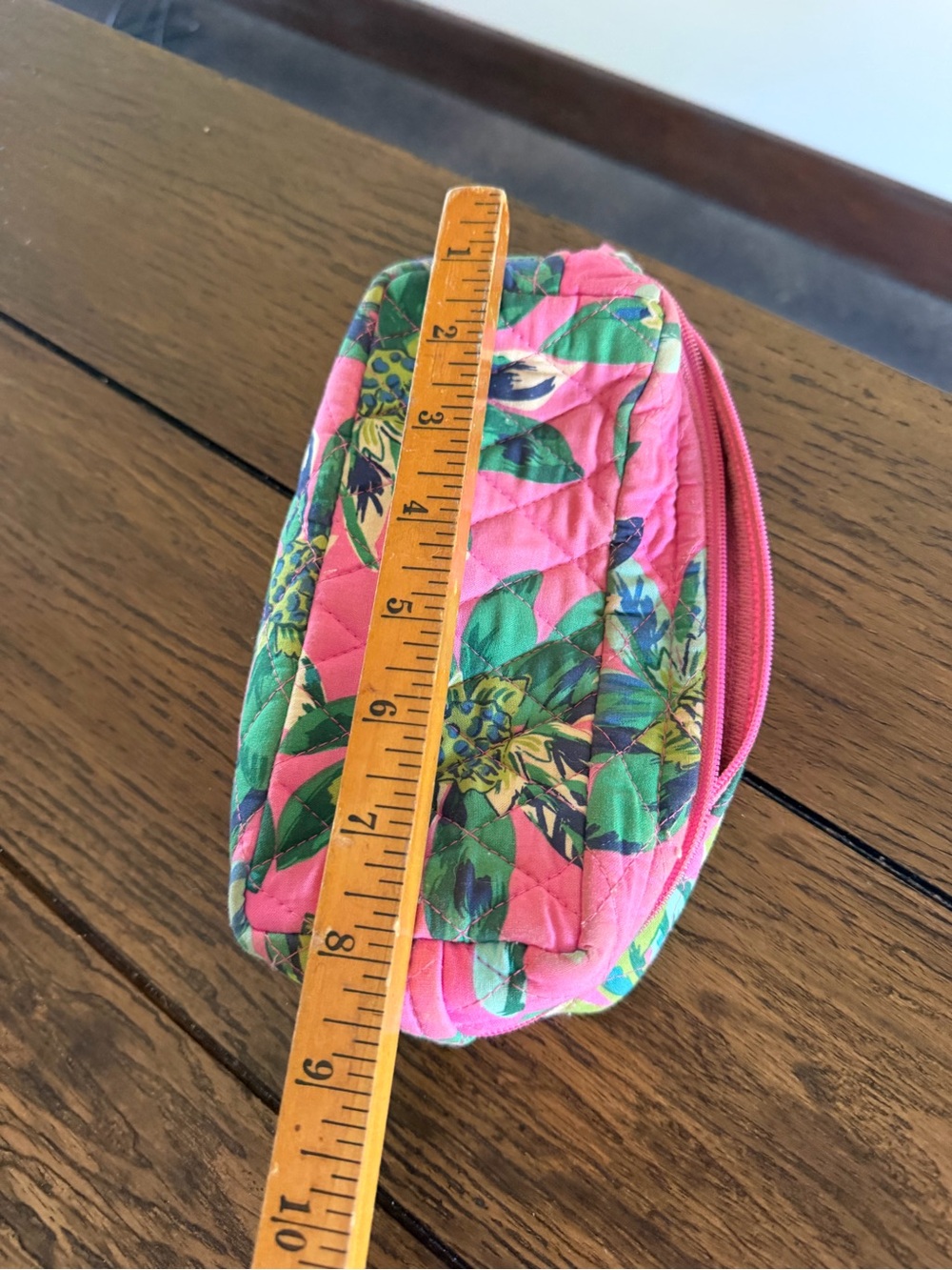 Vera Bradley Floral Cosmetic Pencil Case Cosmetic Bag Vintage Pattern Pink Blue - Picture 9 of 10